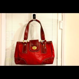 Red leather Coach handbag - like new